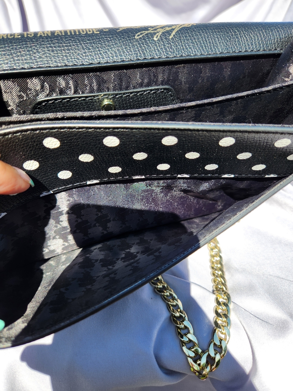 Karl Lagerfeld Polka Dot Chain Shoulder Bag - Picture 12 of 14